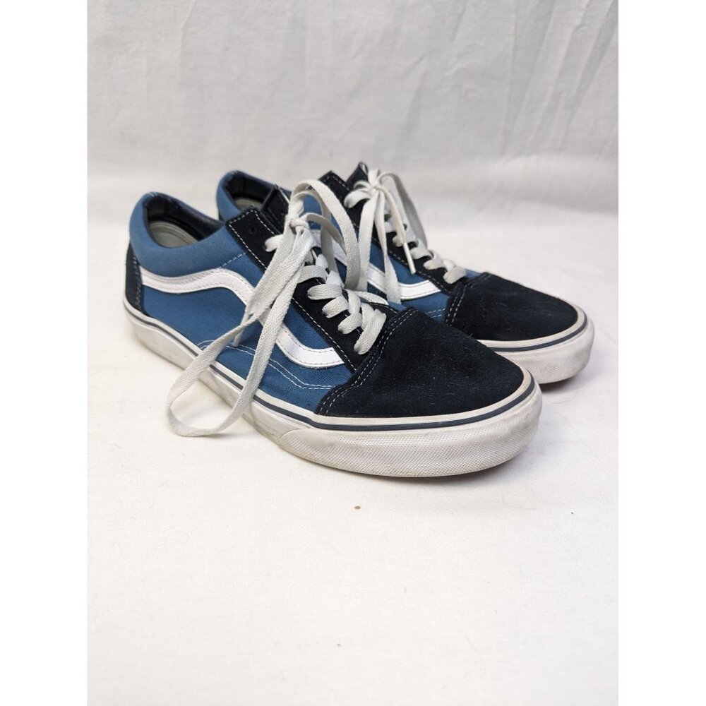 Vans Men's Blue White Black Canvas Old Skool Skate Sneakers Shoes Sz 9